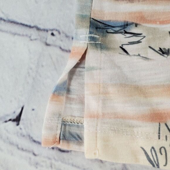 🔹️Christopher & Banks Cream Watercolor Print Long Sleeve Top Medium - Picture 3 of 9